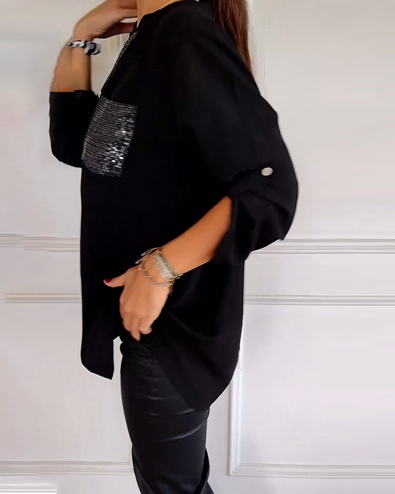 Chemise Décontracté En Paillettes