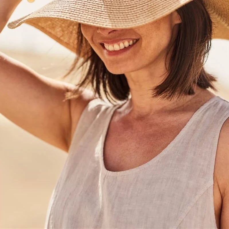 Robe Sans Manches En Coton & Lin