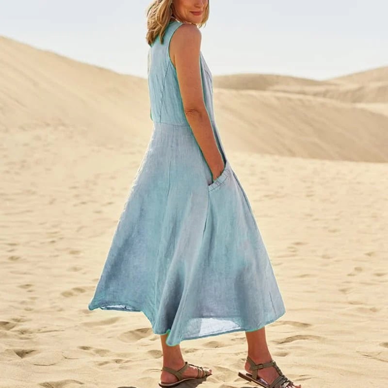 Robe Sans Manches En Coton & Lin