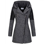 Manteau À Capuche Hivernal En Laine Pour Femmes