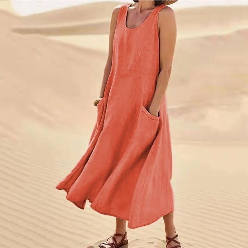 Robe Sans Manches En Coton & Lin