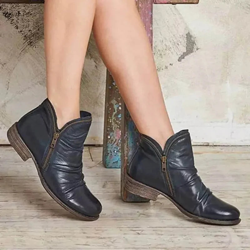 Bottines Orthopédiques En Cuir Avec Fermeture Éclair