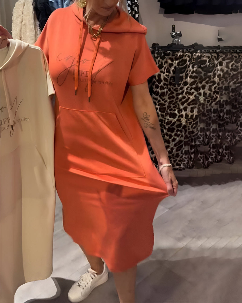 Robe À Capuche Décontractée En Coton