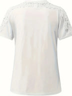 T-shirt D'été À Manches Courtes Avec Dentelle