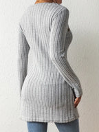 Top Asymétrique En Coton Avec Boutons et Côtes