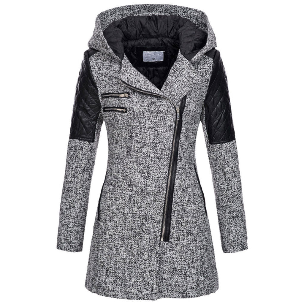Manteau À Capuche Hivernal En Laine Pour Femmes