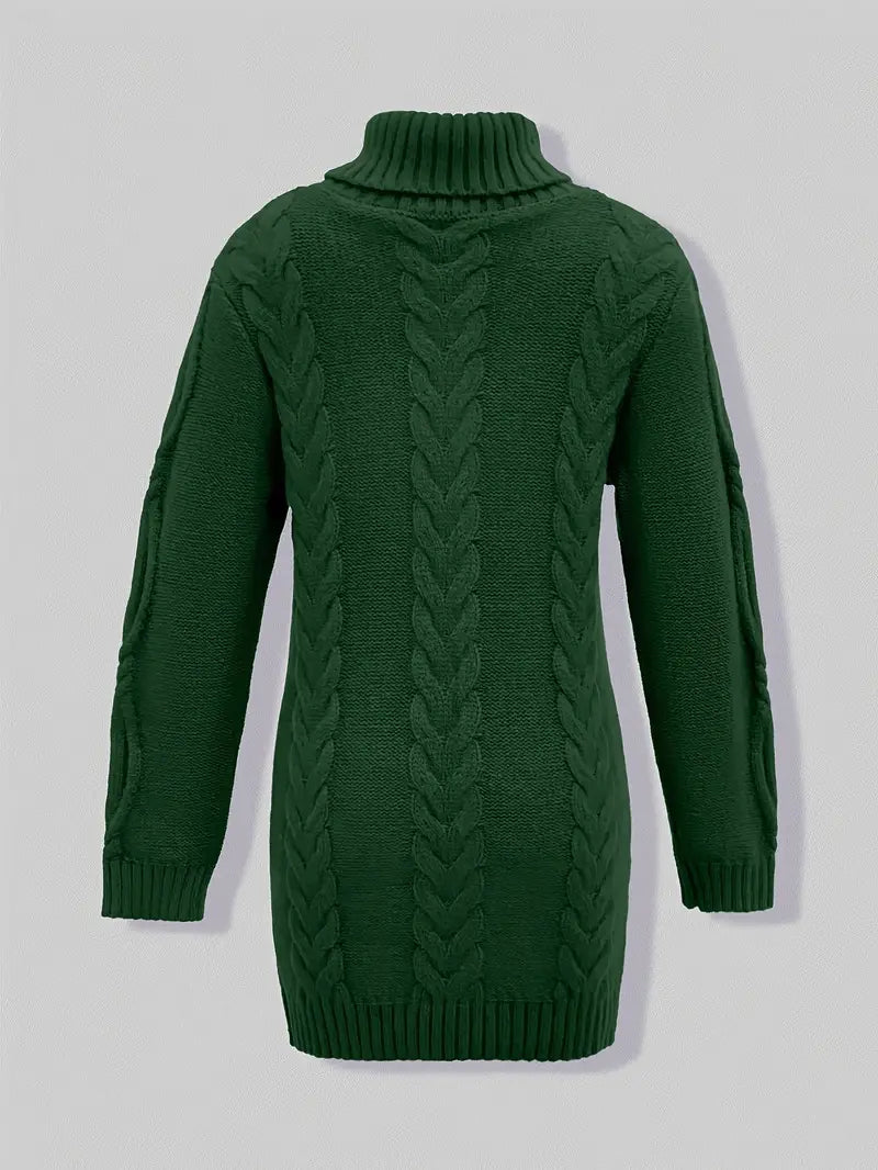 Pull-Robe À Col Roulé En Maille Torsadée Épaisse