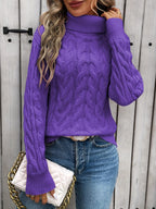 Pull Col Roulé Élégant En Maille Texturée