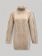 Pull-Robe À Col Roulé En Maille Torsadée Épaisse