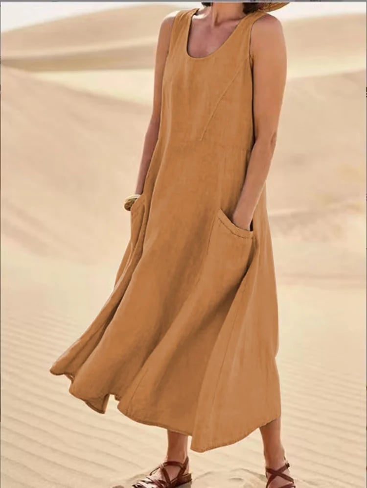 Robe Sans Manches En Coton & Lin