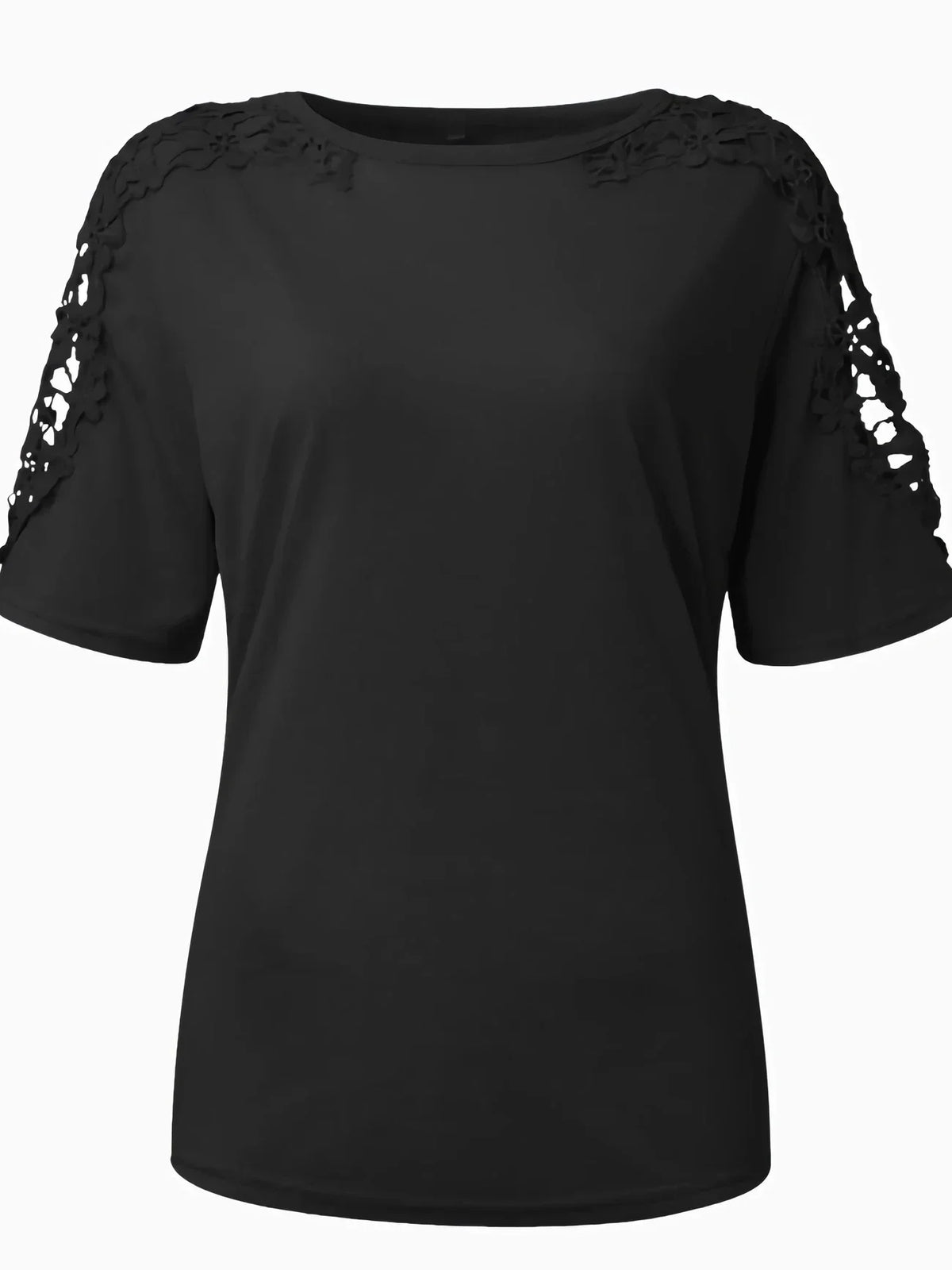 T-shirt D'été À Manches Courtes Avec Dentelle