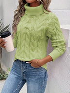 Pull Col Roulé Élégant En Maille Texturée