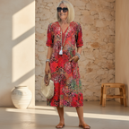Robe Énora Mi-longue Élégante À Motifs