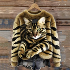Pull Chaud Avec Imprimé Chat