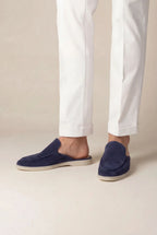 Yacht | Mocassino Aperto Camoscio — Blu Navy