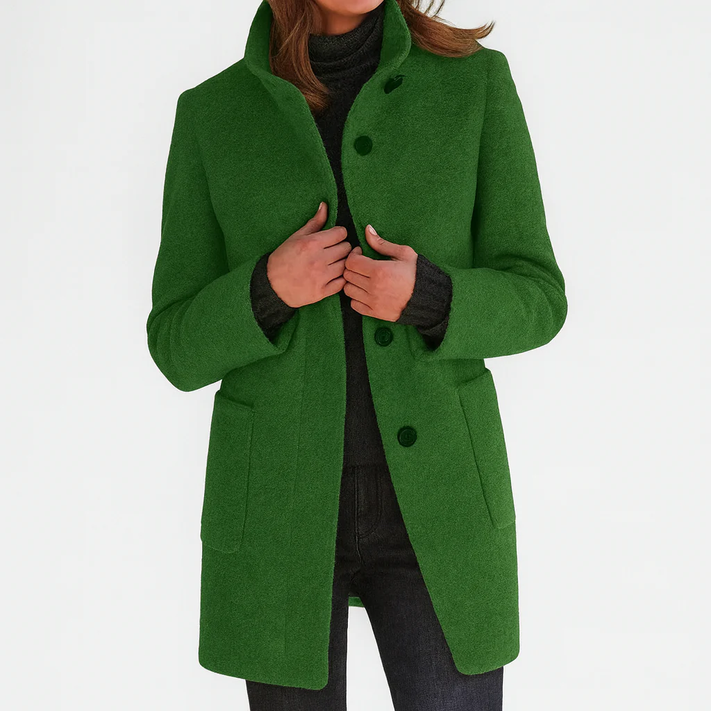 Manteau Rosie À Col Montant En Laine Douce