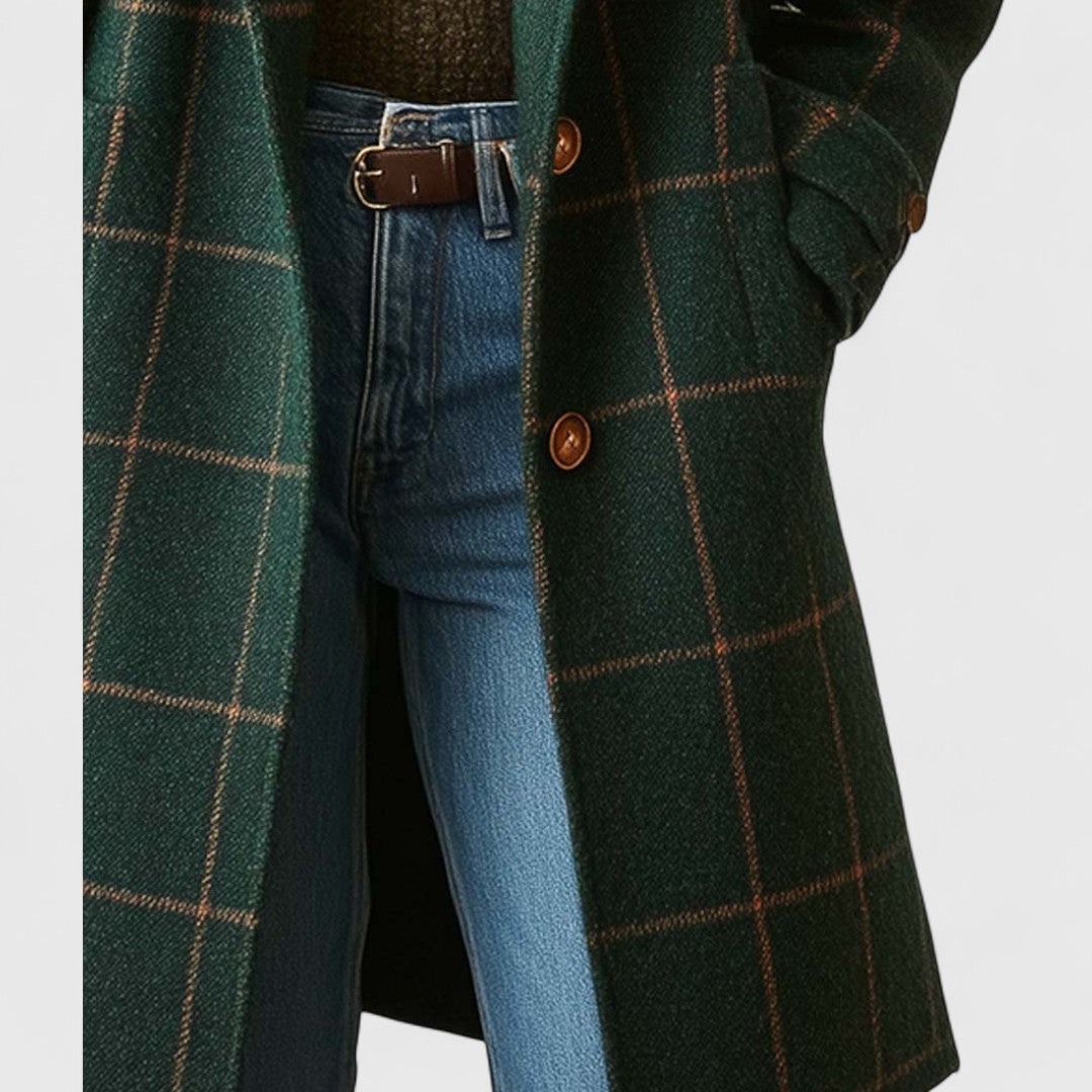 Manteau À Carreaux Classique En Lin