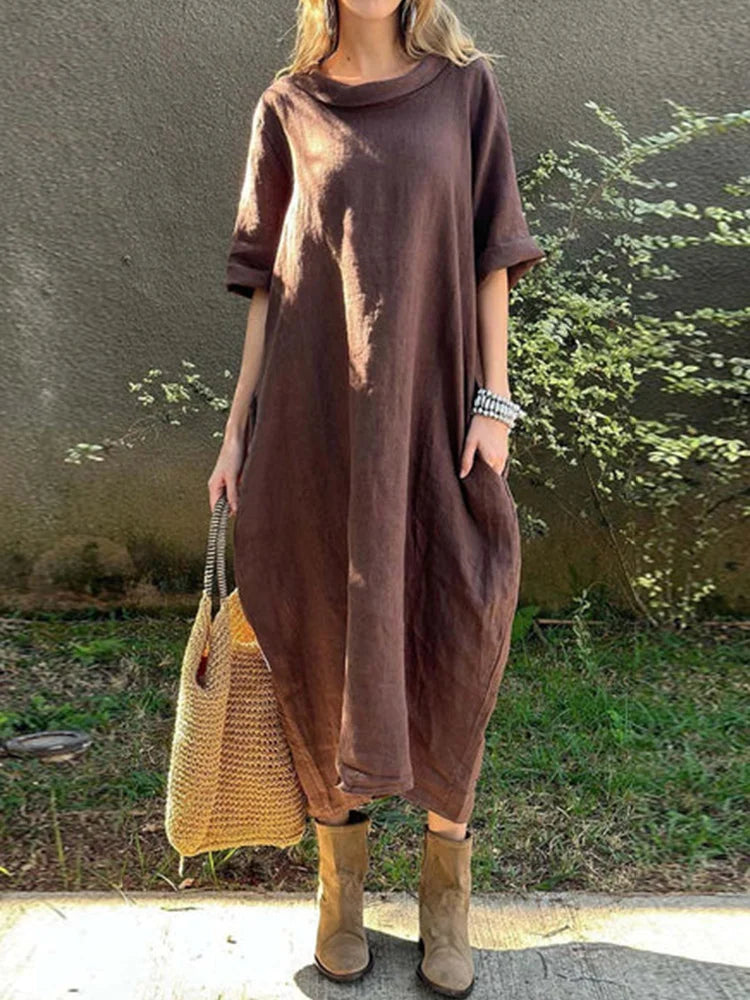 Robe Bohémienne En Coton Et En Lin