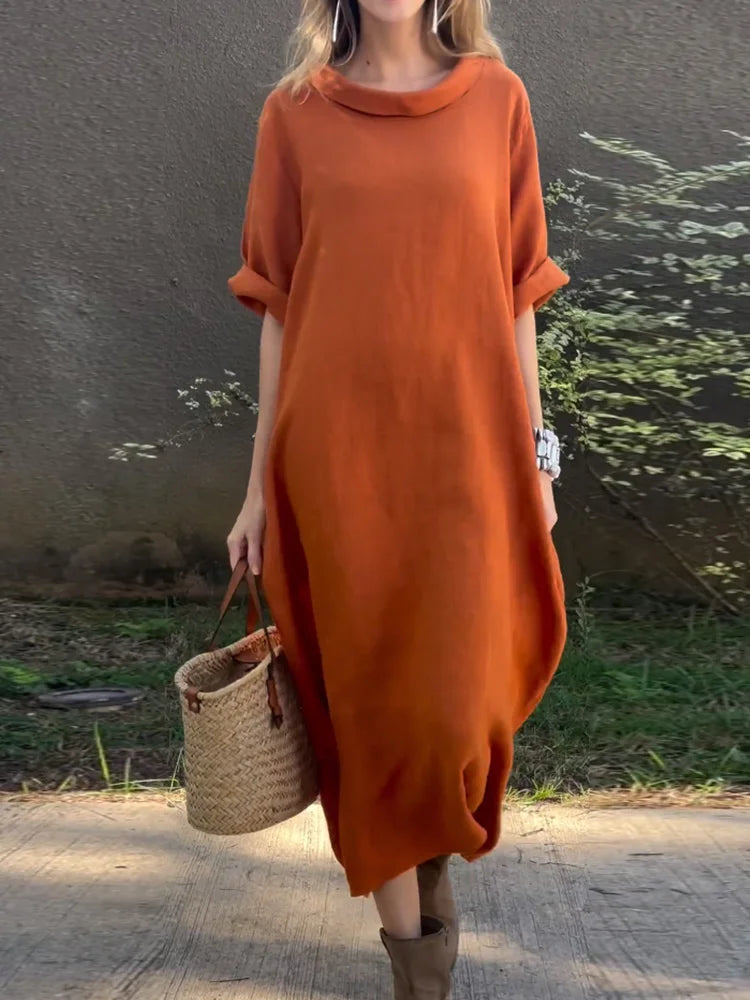 Robe Bohémienne En Coton Et En Lin