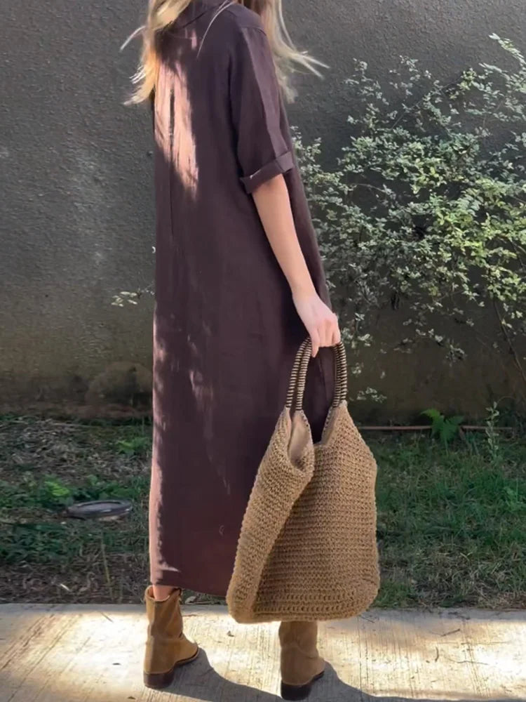 Robe Bohémienne En Coton Et En Lin
