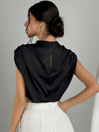 Crop Top Drapé En Satin