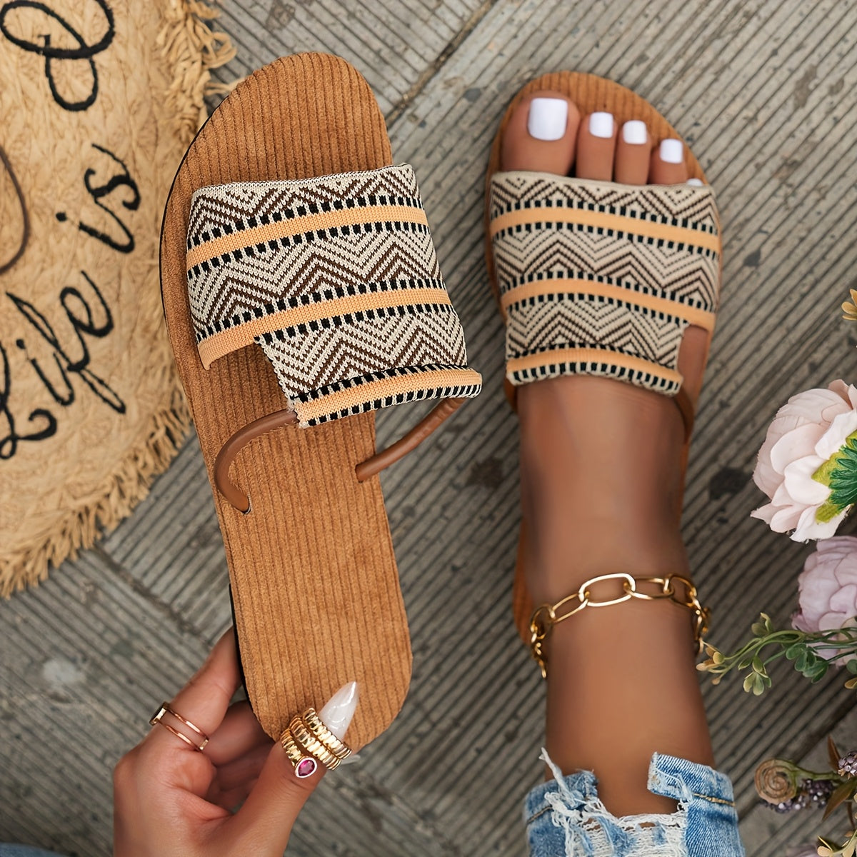 Sandales Hawar À Motif Bohème