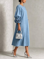 Robe Harlow En Jean À Rosettes En 3D