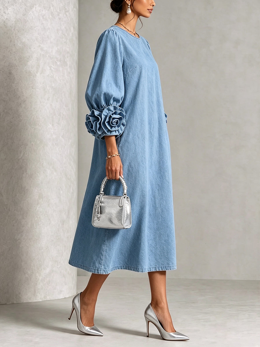 Robe Harlow En Jean À Rosettes En 3D