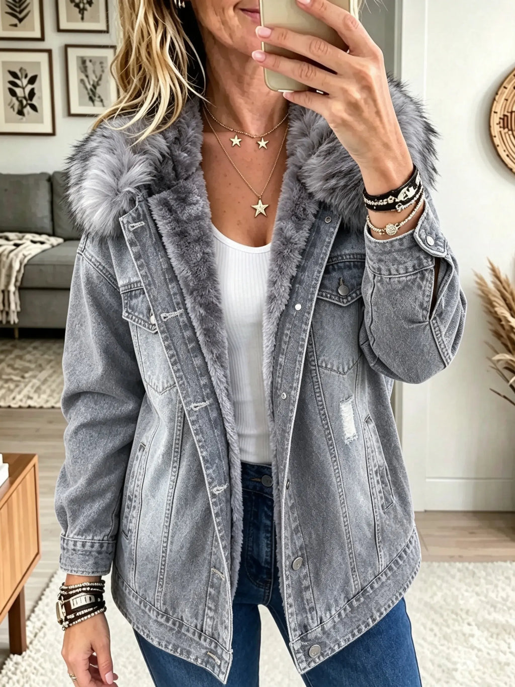Veste Lynne En Jean Avec Doublure En Polaire