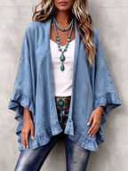 Cardigan Bohème En Jean À Volants
