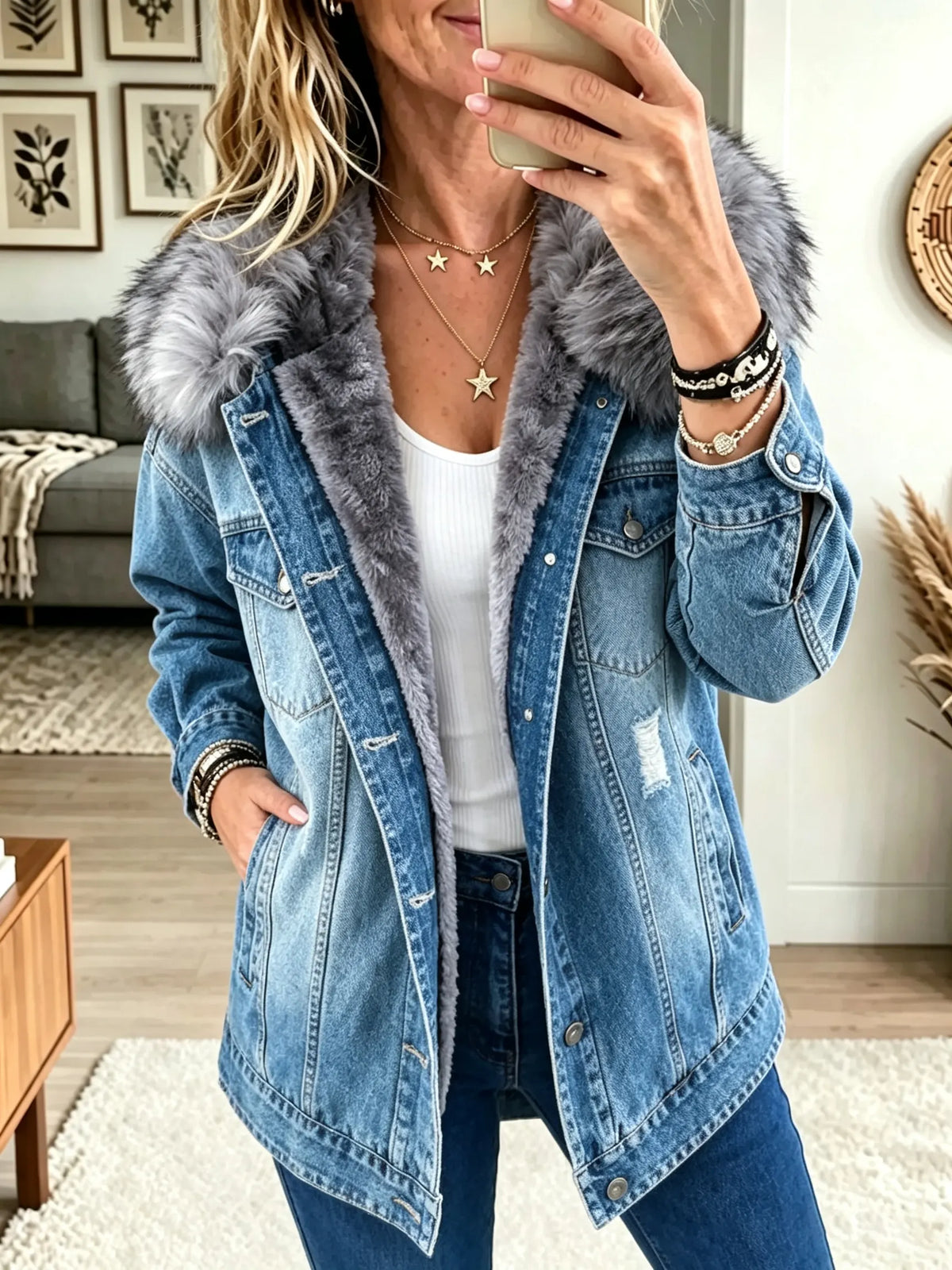 Veste Lynne En Jean Avec Doublure En Polaire