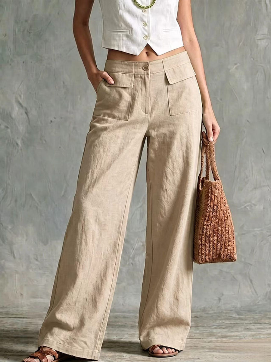 Pantalon Chantal À Taille Haute En Lin