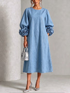 Robe Harlow En Jean À Rosettes En 3D