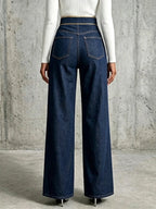 Pantalon Jean Orné En Liseré Doré
