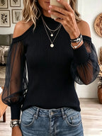 Top Claire En Maille À Manches Transparentes