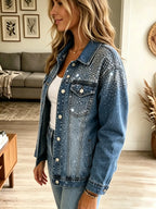 Veste En Jean Ornée De Strass