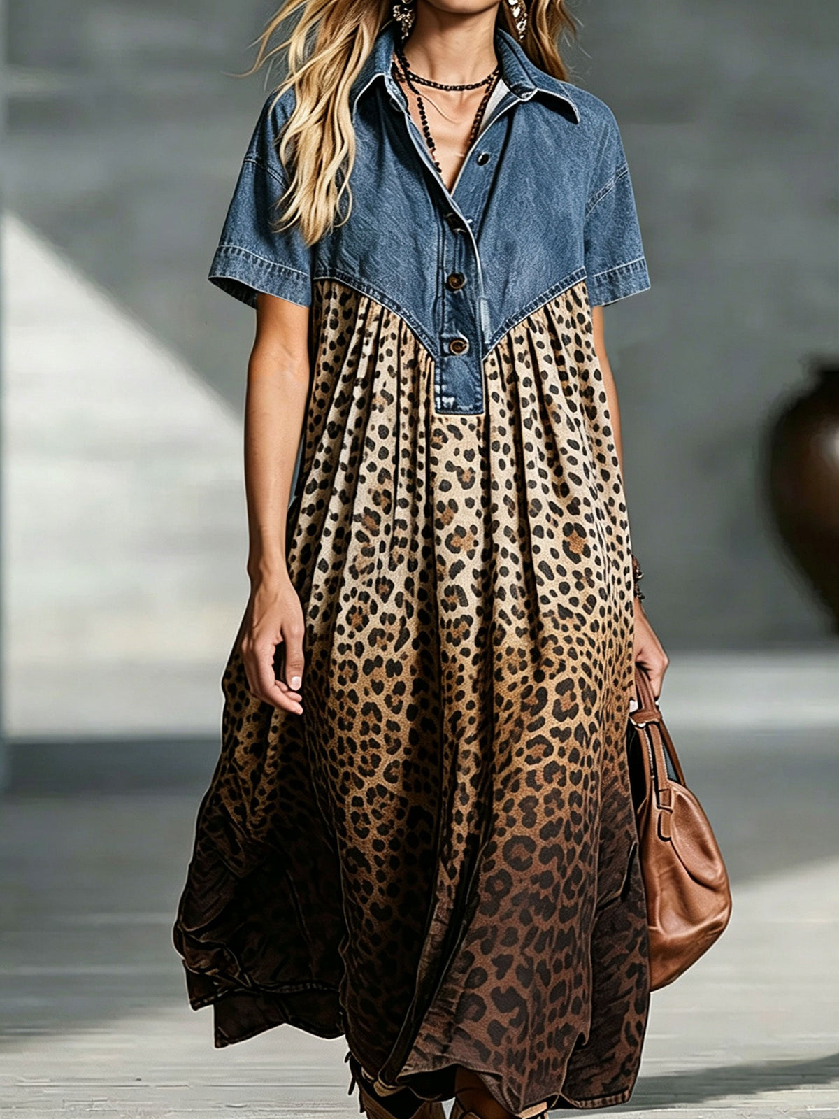 Robe Penny En Jean "Léopard Dégradé"