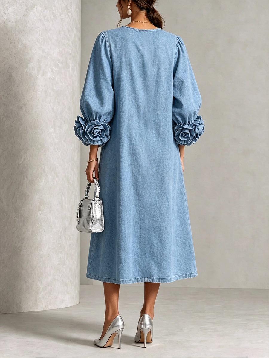 Robe Harlow En Jean À Rosettes En 3D