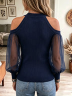 Top Claire En Maille À Manches Transparentes