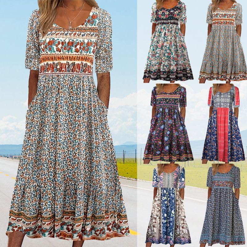 Robe Bohème Élégante En Coton Doux