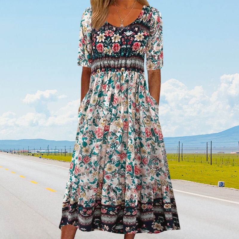 Robe Bohème Élégante En Coton Doux