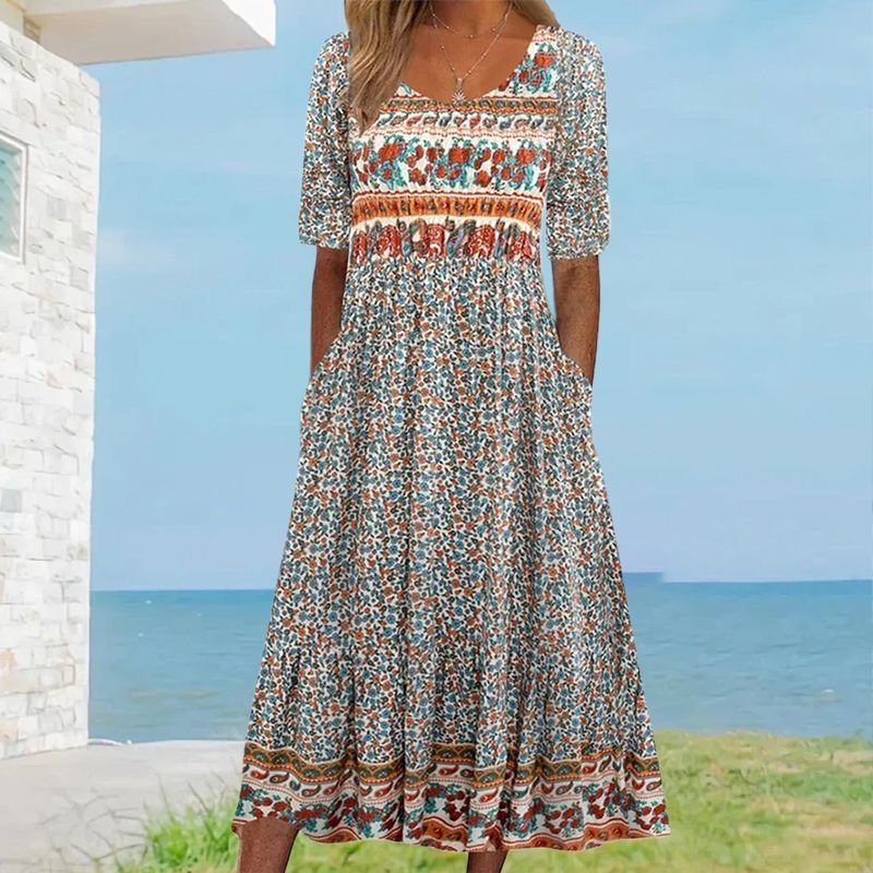 Robe Bohème Élégante En Coton Doux