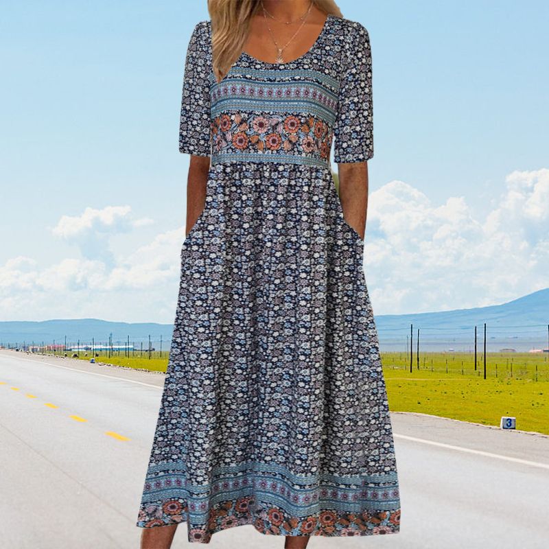 Robe Bohème Élégante En Coton Doux