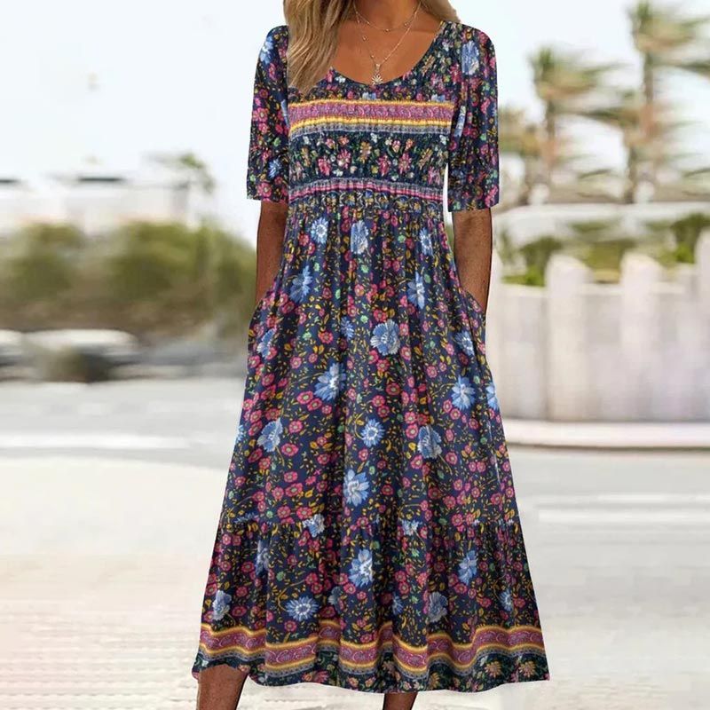 Robe Bohème Élégante En Coton Doux
