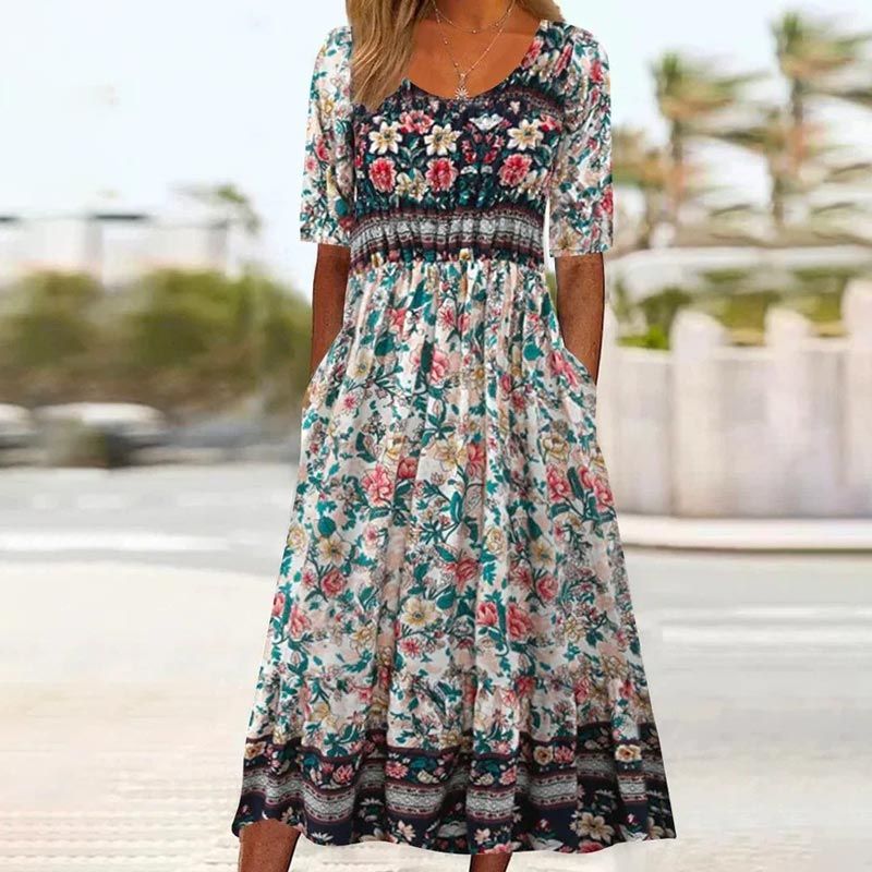 Robe Bohème Élégante En Coton Doux