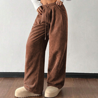 Pantalon Taille Haute En Velours Côtelé