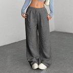 Pantalon Taille Haute En Velours Côtelé