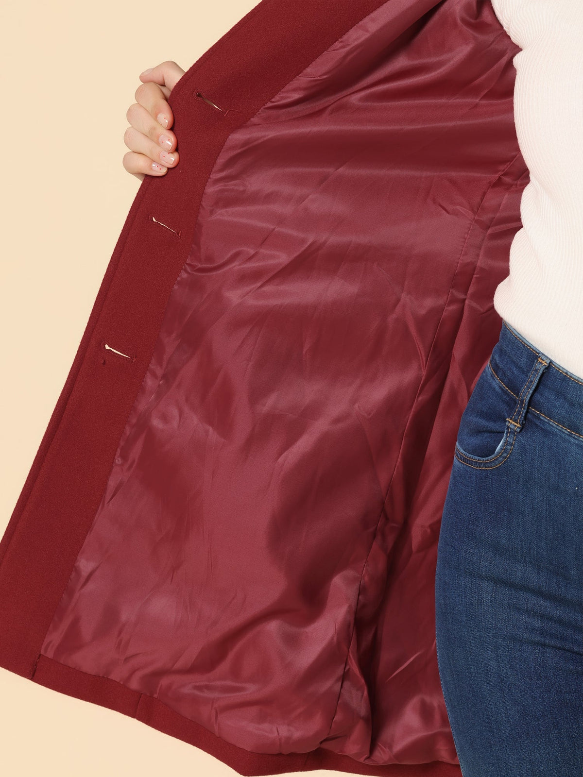 Manteau 3/4 En Laine À Boutonnage Simple